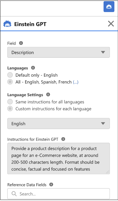 Einstein GPT Commerce Field Content Generation